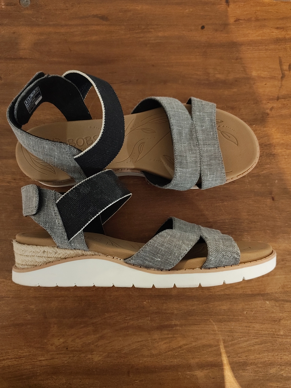 Bobs By Sketchers - Gray Elastic Strap Wedge Sandals